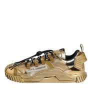 Dolce & Gabbana Gold Stretch Lace Up NS1 Sneakers Shoes