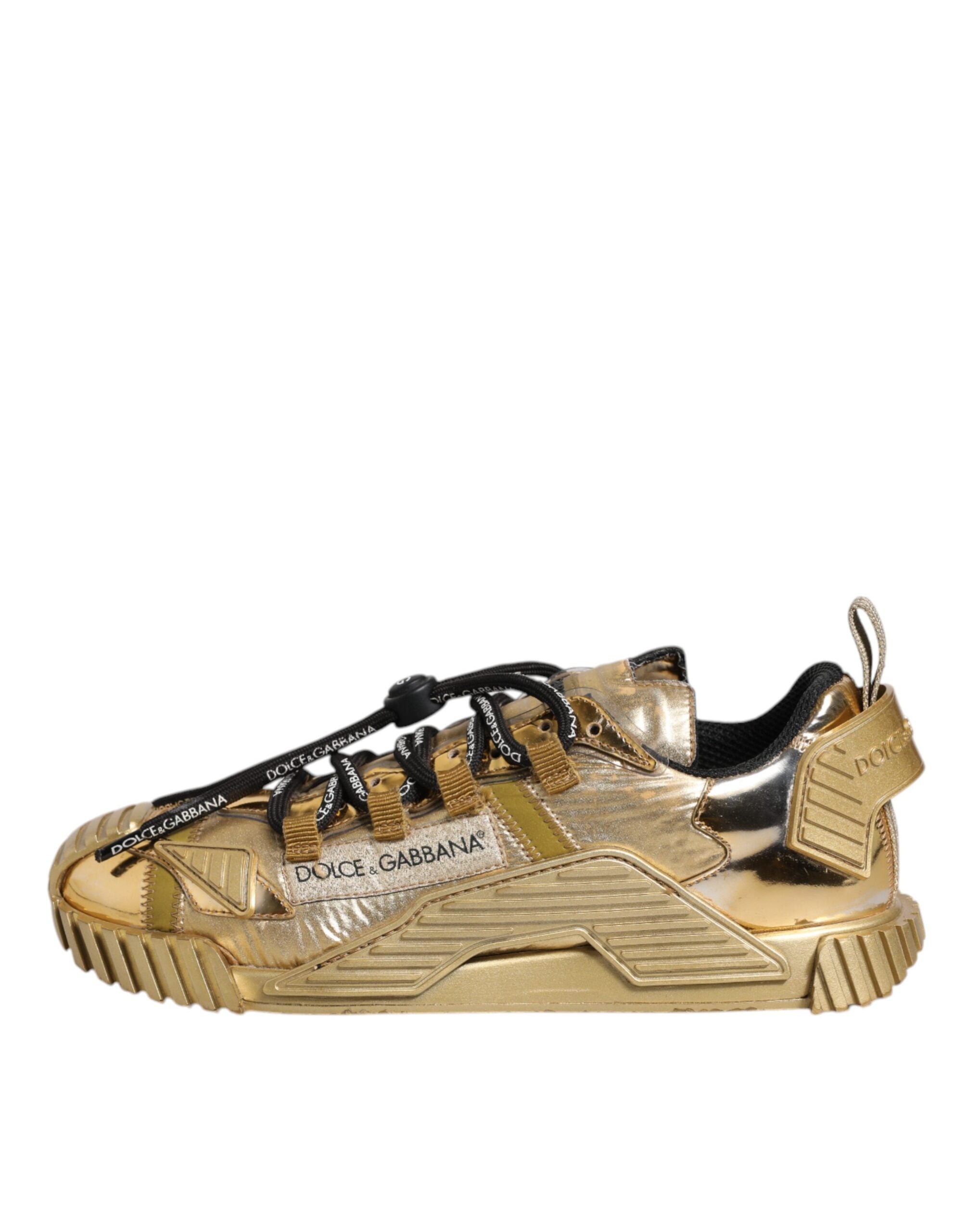 Dolce & Gabbana Χρυσά NS1 Sneakers με κορδόνια από ελαστική δαντέλα