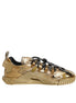 Dolce & Gabbana Χρυσά NS1 Sneakers με κορδόνια από ελαστική δαντέλα