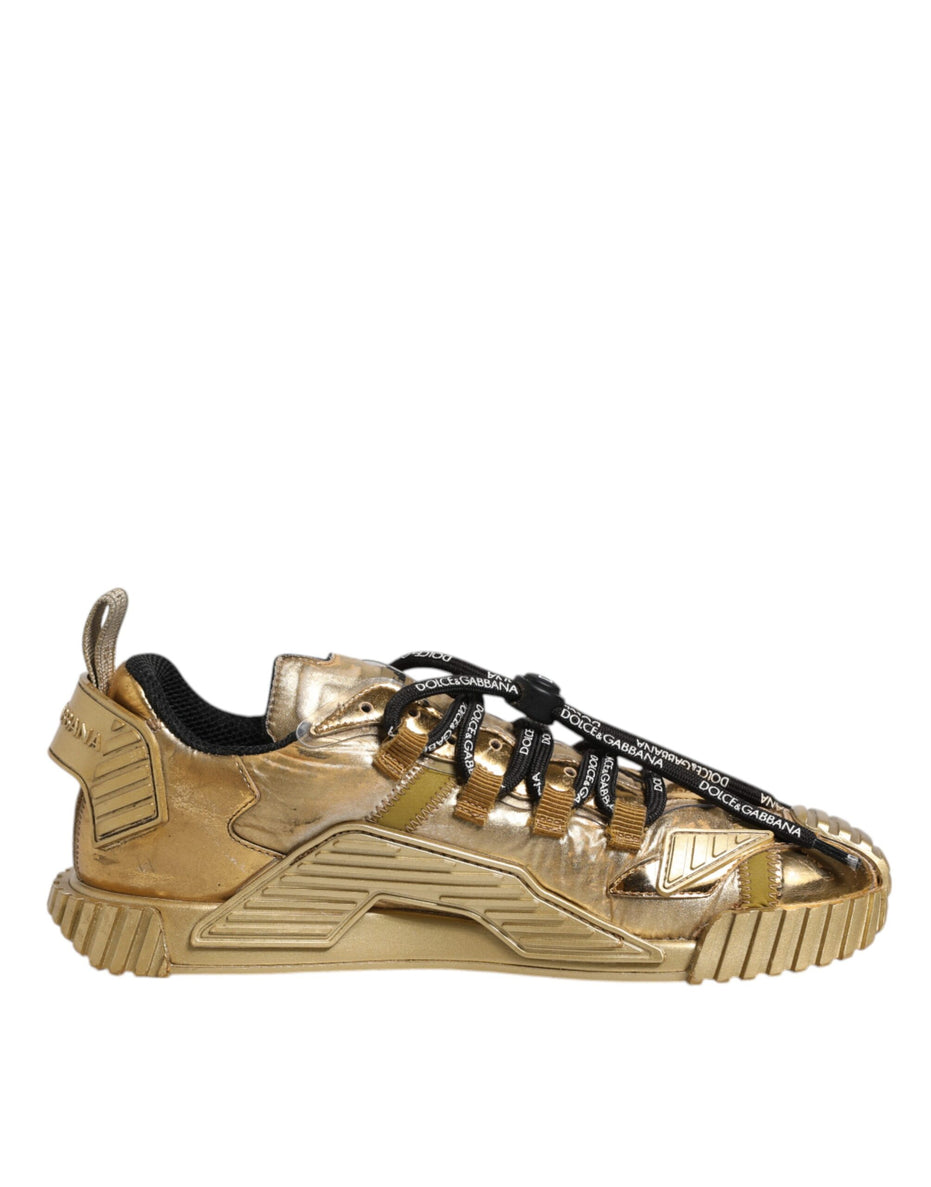 Dolce & Gabbana Χρυσά NS1 Sneakers με κορδόνια από ελαστική δαντέλα