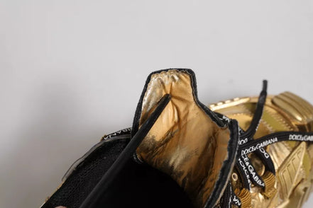 Dolce & Gabbana Gold Stretch Lace Up NS1 Sneakers Shoes