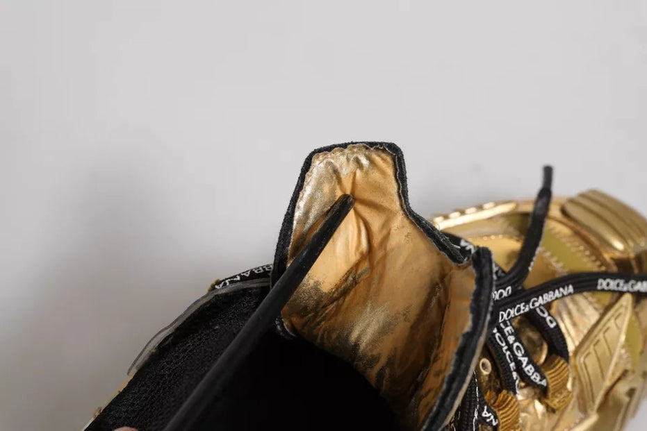 Dolce & Gabbana Χρυσά NS1 Sneakers με κορδόνια από ελαστική δαντέλα