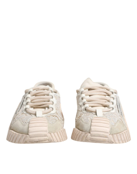 Dolce & Gabbana Λευκά Δαντελένια Αθλητικά Παπούτσια NS1 Low Top