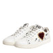 Dolce & Gabbana Λευκά Δερμάτινα Sneakers Παπούτσια με Καρδιές