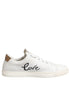 Dolce & Gabbana Λευκά Δερμάτινα Sneakers Παπούτσια με Καρδιές