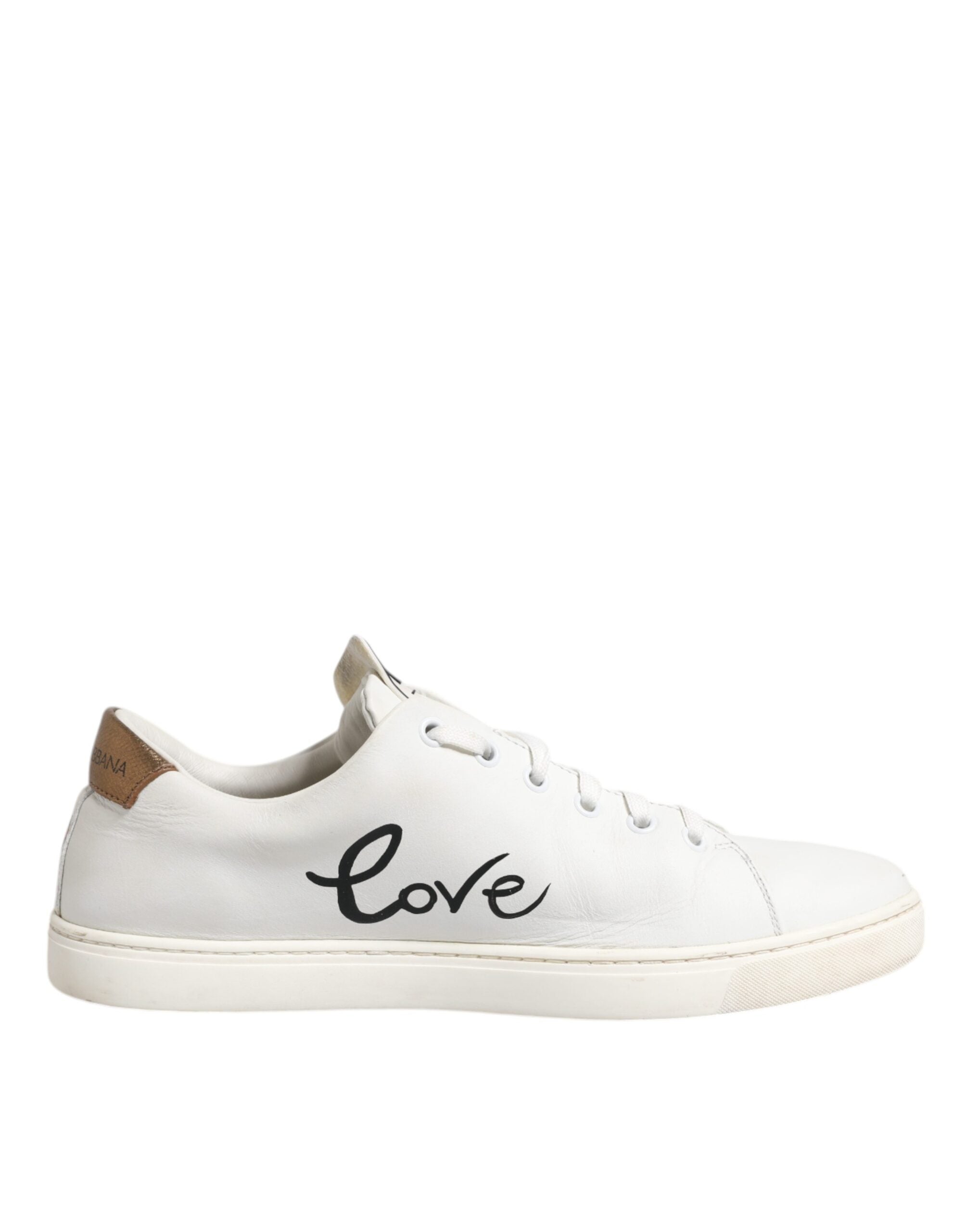 Dolce & Gabbana Λευκά Δερμάτινα Sneakers Παπούτσια με Καρδιές