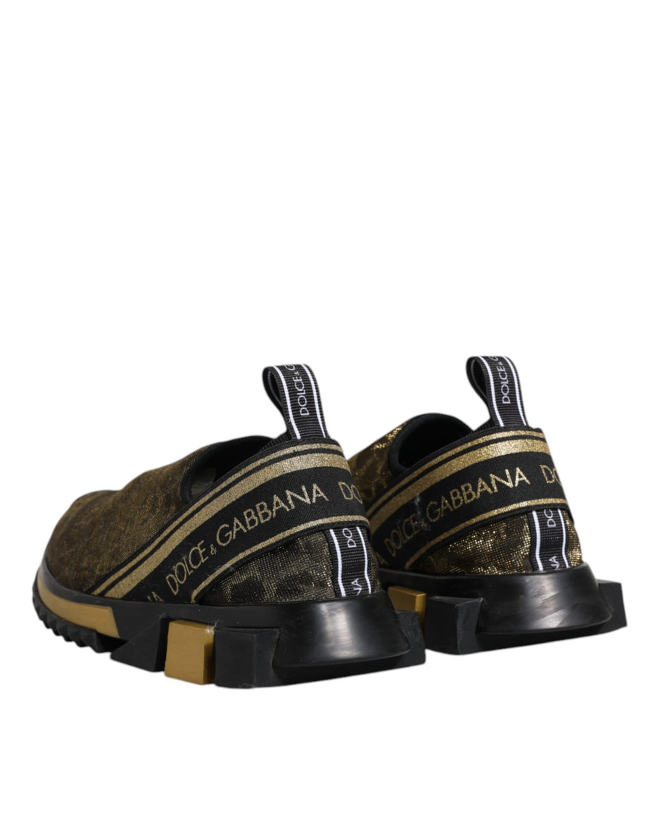 Dolce & Gabbana Χρυσά Glitter Leopard Sneakers Sorrento Παπούτσια