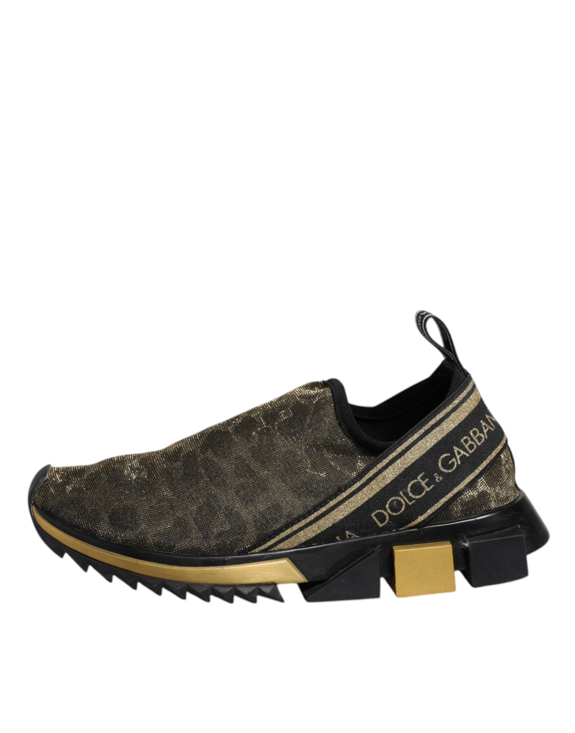 Dolce & Gabbana Χρυσά Glitter Leopard Sneakers Sorrento Παπούτσια
