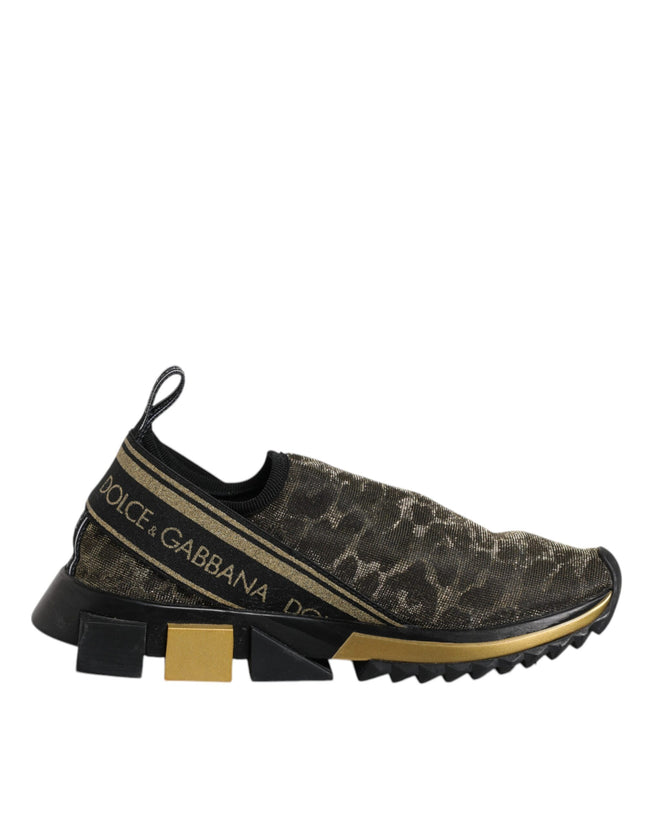 Dolce & Gabbana Χρυσά Glitter Leopard Sneakers Sorrento Παπούτσια