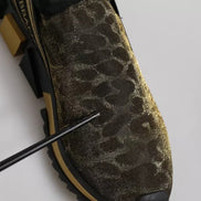 Dolce & Gabbana Gold Glitter Leopard Sorrento Sneakers Shoes