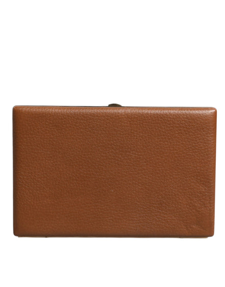 Dolce & Gabbana Brown Leather Clutch Evening Crossbody Bag