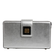 Τσάντα Dolce & Gabbana μεταλλική ασημί DG BOX με δερμάτινο ιμάντα ώμου