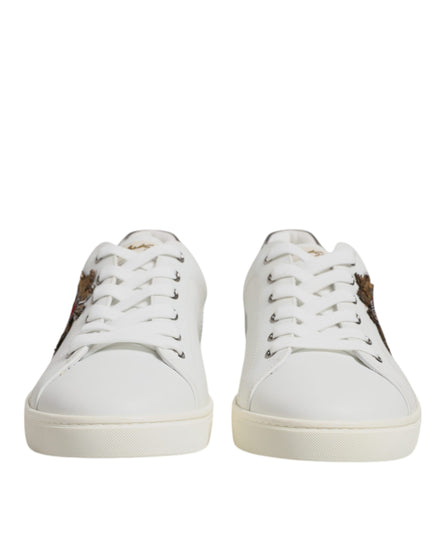 Dolce & Gabbana Λευκά Δερμάτινα Sneakers Παπούτσια με Καρδιές