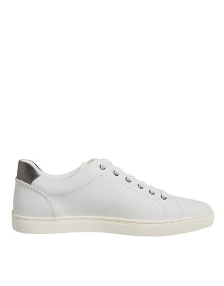 Dolce & Gabbana Λευκά Δερμάτινα Sneakers Παπούτσια με Καρδιές