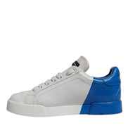 Dolce & Gabbana White Blue Logo Portofino Sneakers Shoes