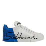 Dolce & Gabbana White Blue Logo Portofino Sneakers Shoes