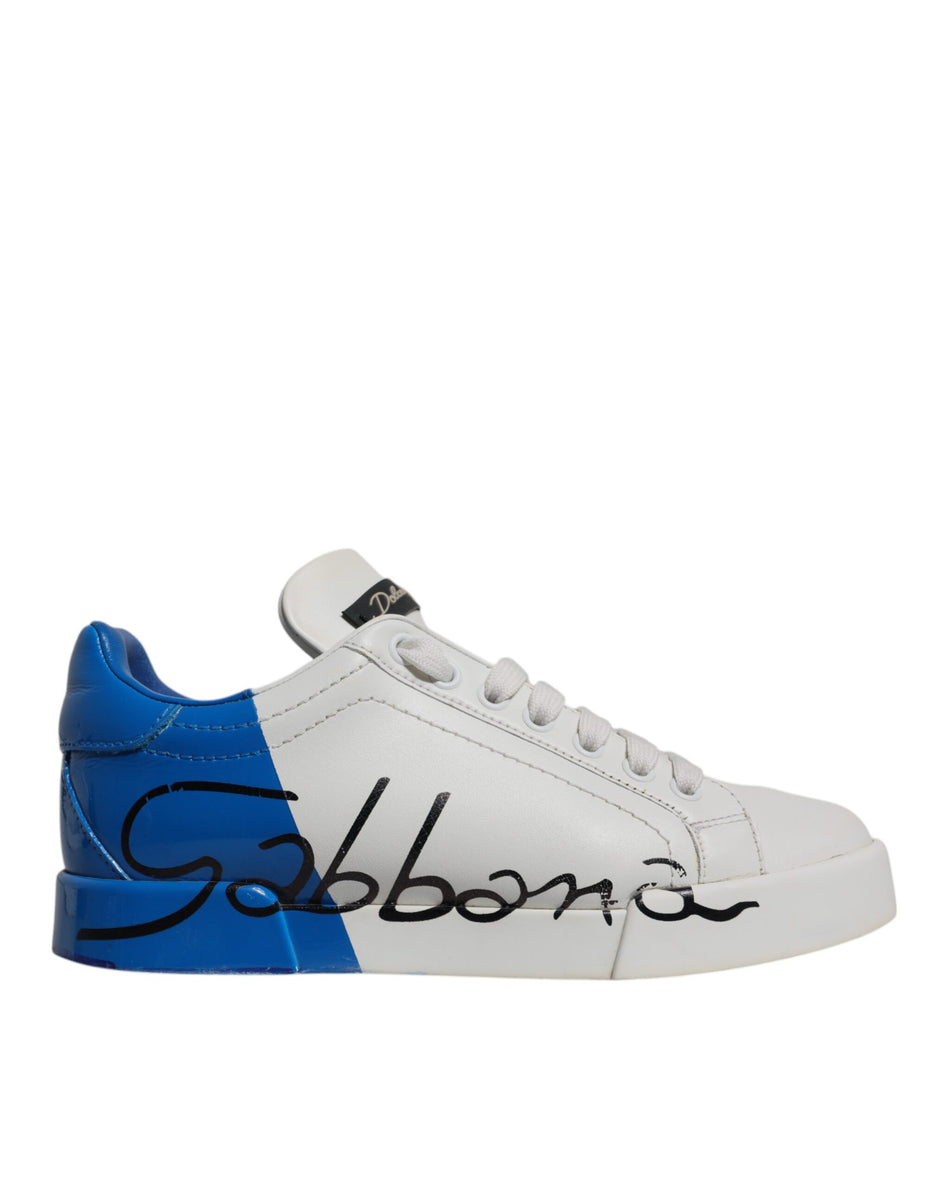 Dolce & Gabbana Λευκά Μπλε Λογότυπο Portofino Αθλητικά Παπούτσια