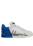 Dolce & Gabbana White Blue Logo Portofino Sneakers Shoes