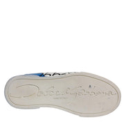 Dolce & Gabbana White Blue Logo Portofino Sneakers Shoes