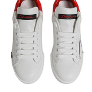 Dolce & Gabbana White Red Logo Portofino Sneakers Shoes