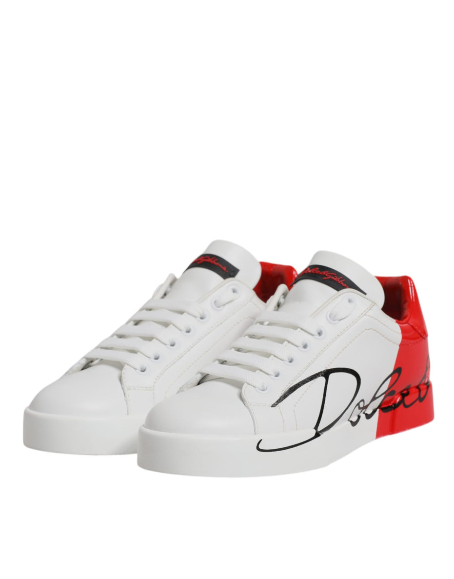 Dolce & Gabbana Λευκά Κόκκινα Αθλητικά Παπούτσια Portofino με Λογότυπο