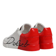 Dolce & Gabbana White Red Logo Portofino Sneakers Shoes