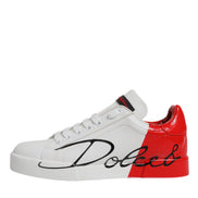 Dolce & Gabbana White Red Logo Portofino Sneakers Shoes