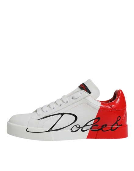 Dolce & Gabbana Λευκά Κόκκινα Αθλητικά Παπούτσια Portofino με Λογότυπο