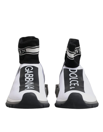 Dolce & Gabbana Λευκά Μαύρα Sorrento Socks Sneakers Παπούτσια