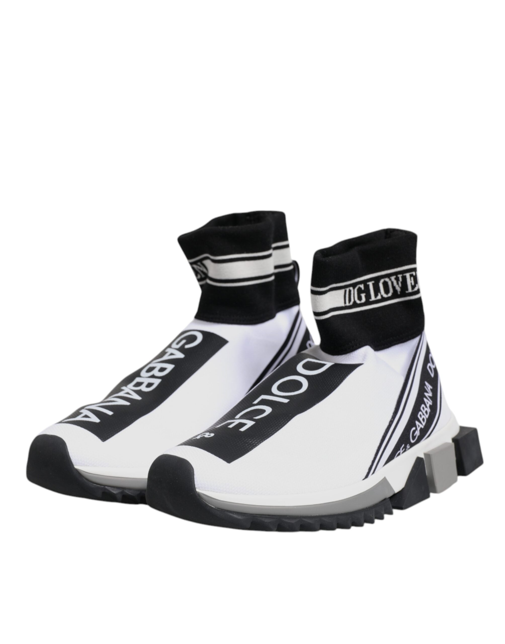 Dolce & Gabbana Λευκά Μαύρα Sorrento Socks Sneakers Παπούτσια