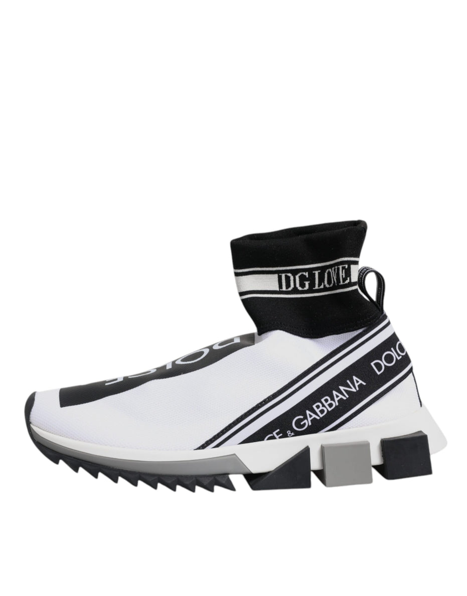 Dolce & Gabbana Λευκά Μαύρα Sorrento Socks Sneakers Παπούτσια