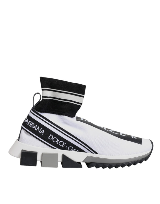 Dolce & Gabbana Λευκά Μαύρα Sorrento Socks Sneakers Παπούτσια