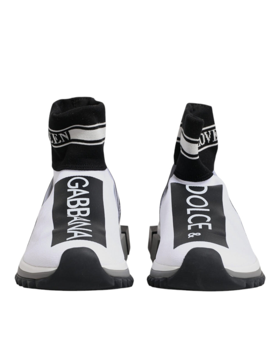 Dolce & Gabbana Λευκά Μαύρα Sorrento Socks Sneakers Παπούτσια