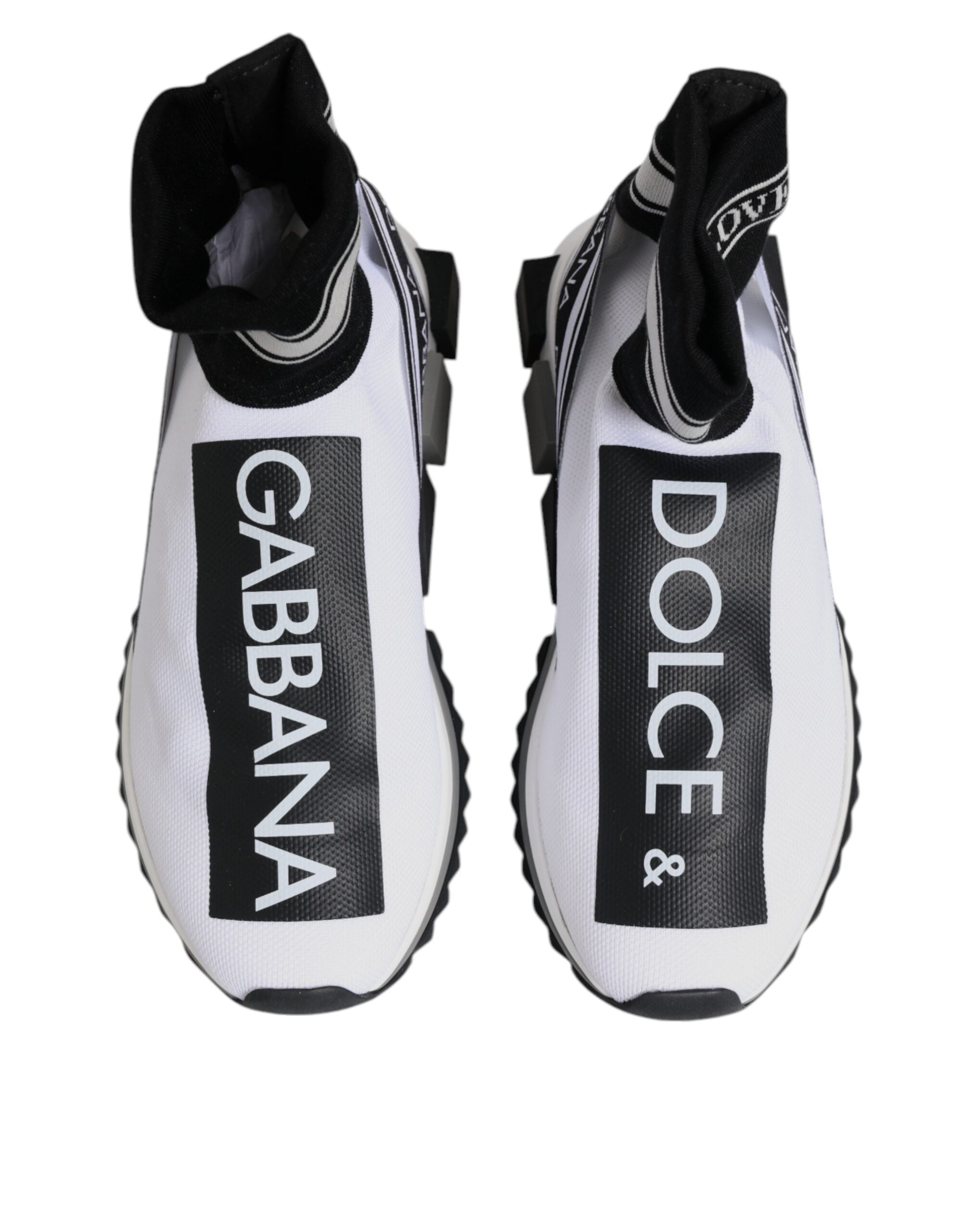 Dolce & Gabbana Λευκά Μαύρα Sorrento Socks Sneakers Παπούτσια