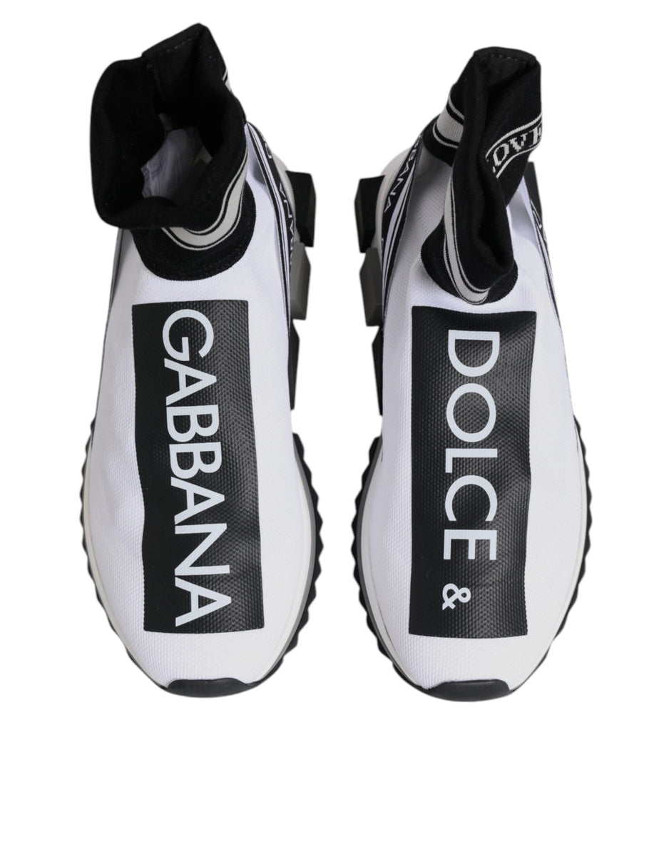 Dolce & Gabbana Λευκά Μαύρα Sorrento Socks Sneakers Παπούτσια
