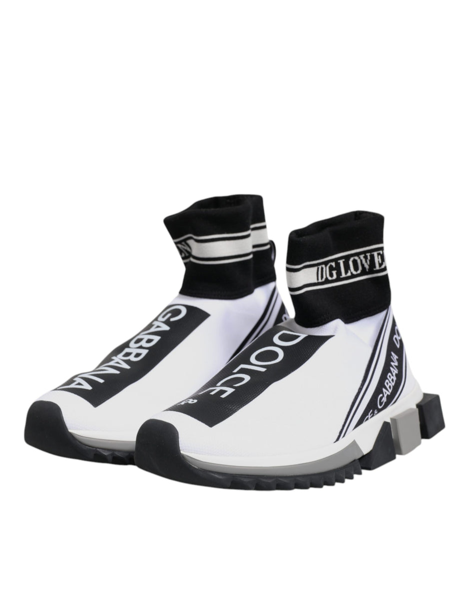 Dolce & Gabbana Λευκά Μαύρα Sorrento Socks Sneakers Παπούτσια