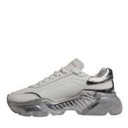 Dolce & Gabbana White Silver Daymaster Low Top Sneaker Shoes