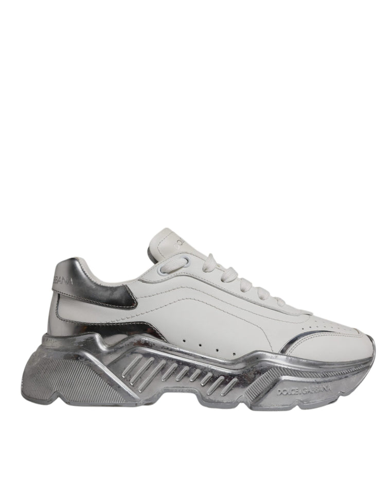 Παπούτσια Dolce & Gabbana Λευκά Ασημί Daymaster Χαμηλά Sneakers  