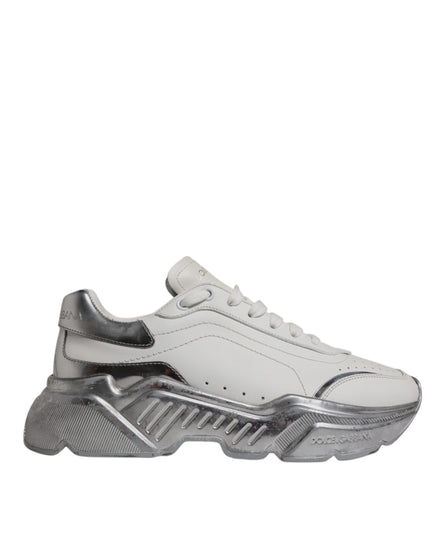 Dolce & Gabbana Λευκά Ασημί Παπούτσια Sneakers Χαμηλά Daymaster