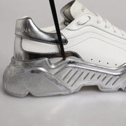 Dolce & Gabbana White Silver Daymaster Low Top Sneaker Shoes