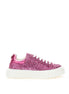 Casadei Fuchsia Fabric And Leather Low Top Sneakers