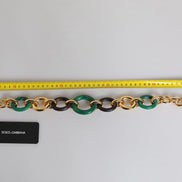 Dolce & Gabbana Multicolor Gold Brass Orange Lily Floral Chain Necklace