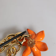 Dolce & Gabbana Multicolor Gold Brass Orange Lily Floral Chain Necklace