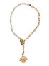 Dolce & Gabbana Gold Chain Brass Faux Pearl Charm Logo Pendant Necklace