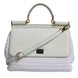 Dolce & Gabbana White Leather Raffia Crossbody Shoulder Bag Gold Hardware