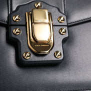Dolce & Gabbana Black Calfskin Leather Shoulder Strap Bag