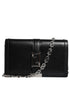 Versace Black Calfskin Leather Chain Strap Shoulder Crossbody Bag