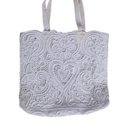 Dolce & Gabbana White Cordonetto Lace Beatrice Tote Shopping Bag