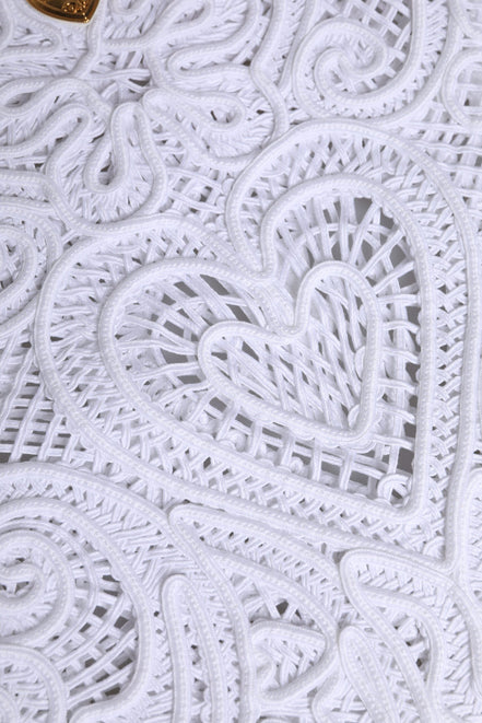 Dolce & Gabbana White Cordonetto Lace Beatrice Tote Shopping Bag