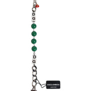 Dolce & Gabbana Silver Tone Brass Bead Dice Logo Embellish Charm Bracelet